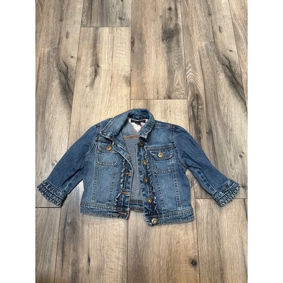 Tommy Hilfiger Baby Denim Jacket 12-18 Months Blue Jean Ruffle Button-Up - Picture 1 of 13
